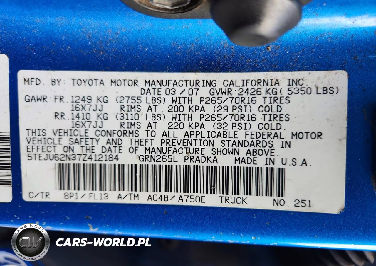 2007 Toyota Tacoma Double Cab Prerunner VIN:5TEJU62N37Z412184 - 12