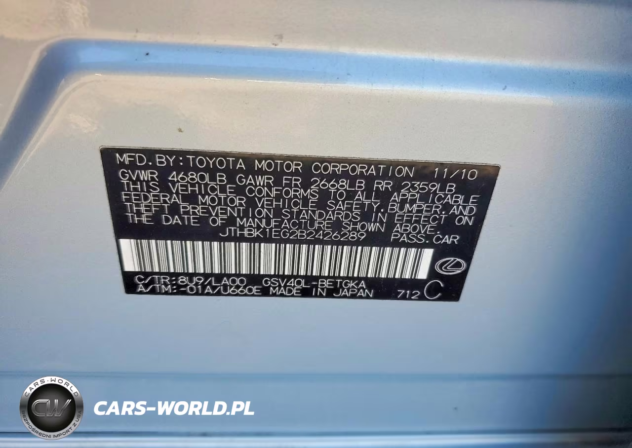 2011 Lexus Es 350 VIN:JTHBK1EG2B2426289 - 12