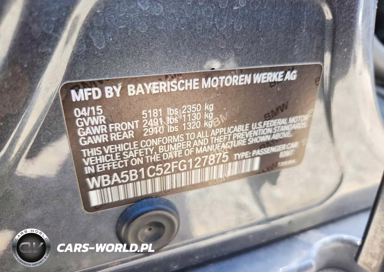 2015 BMW 535I VIN:WBA5B1C52FG127875 - 13