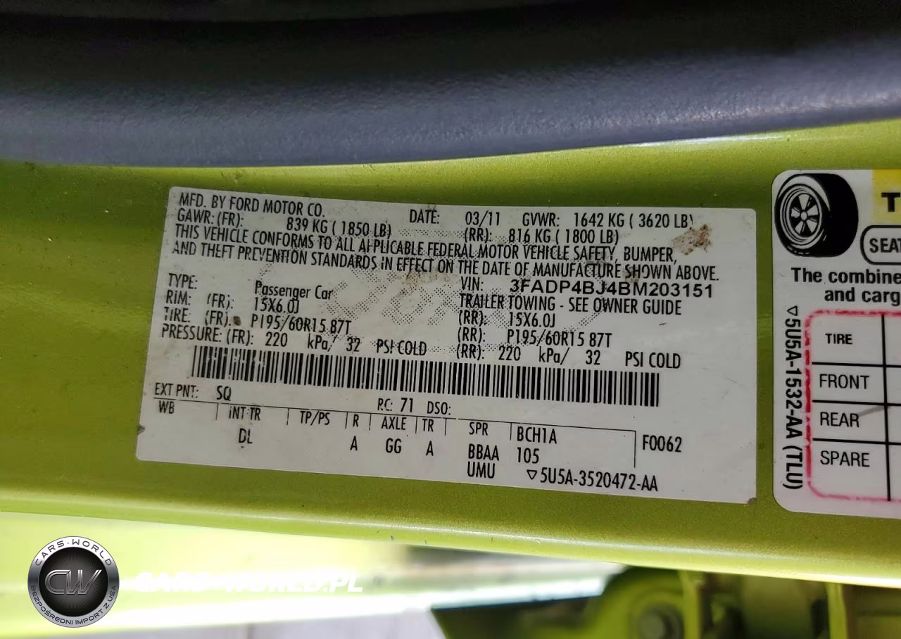 2011 Ford Fiesta Se VIN:3FADP4BJ4BM203151 - 12
