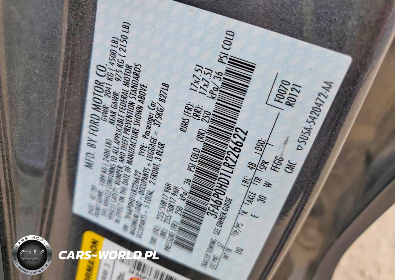 2020 Ford Fusion Se VIN:3FA6P0HD1LR226622 - 12