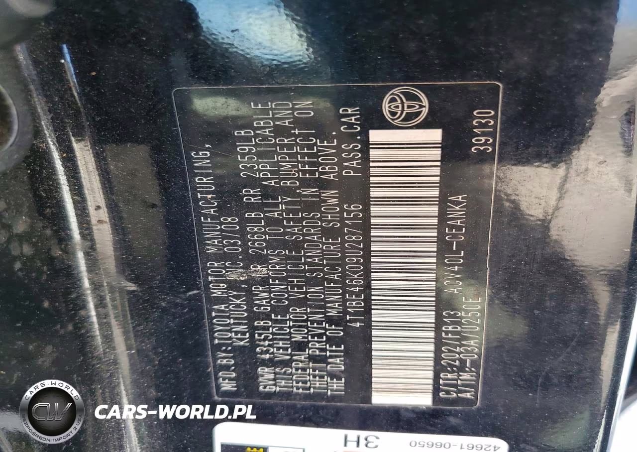 2009 Toyota Camry Base VIN:4T1BE46K09U287156 - 12