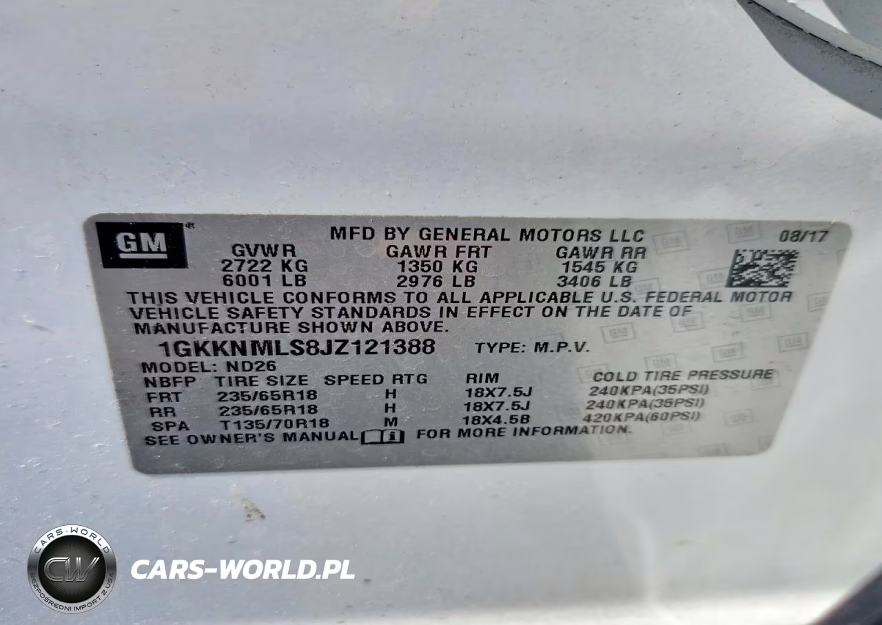 2018 GMC Acadia Slt-1 VIN:1GKKNMLS8JZ121388 - 13