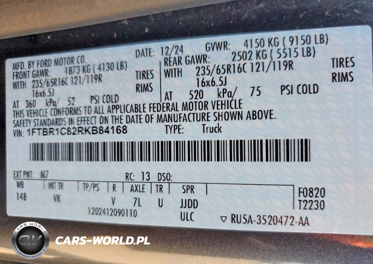 2024 Ford Transit T-250 VIN:1FTBR1C82RKB84168 - 14