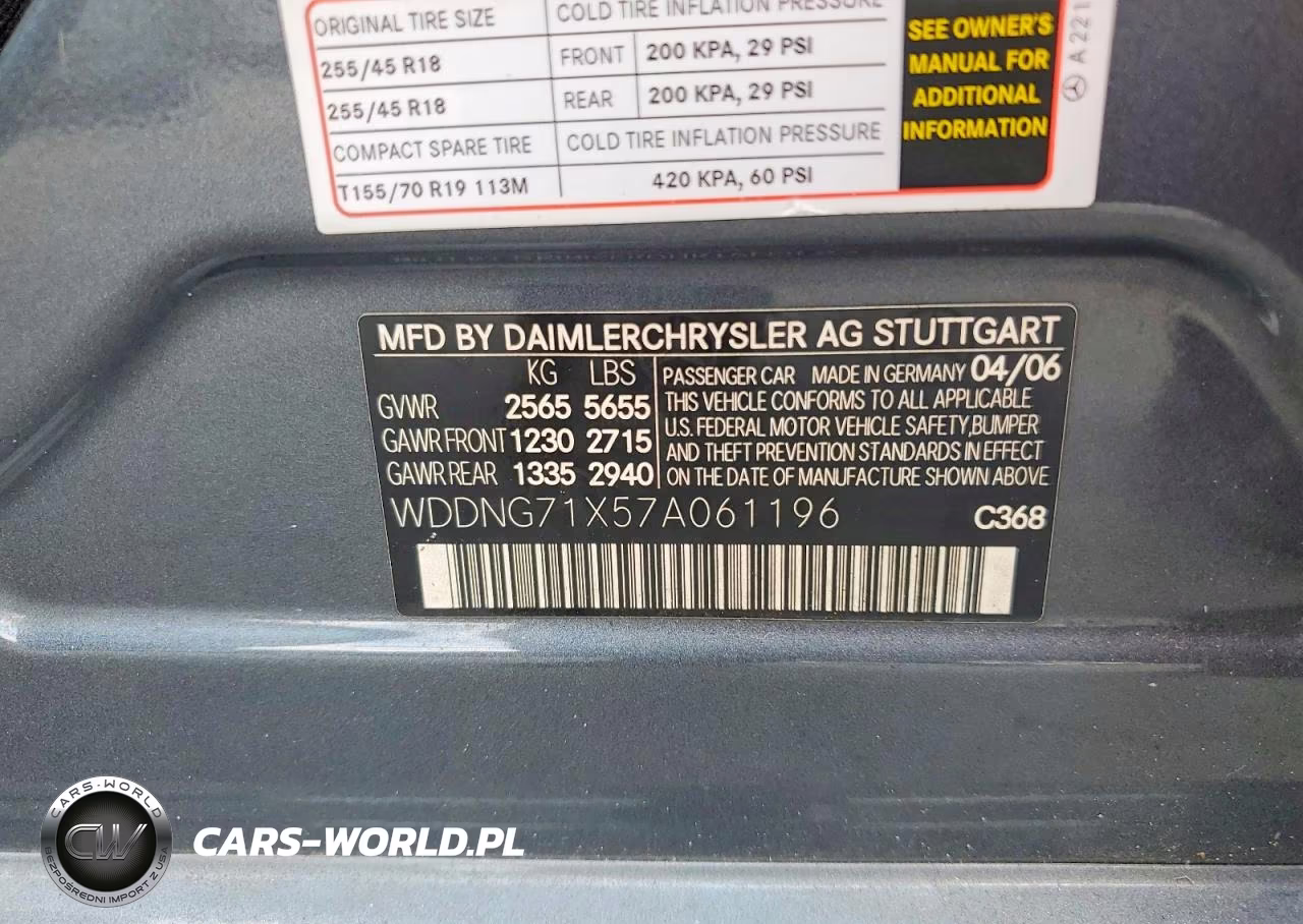 2007 Mercedes-Benz S 550 VIN:WDDNG71X57A061196 - 13