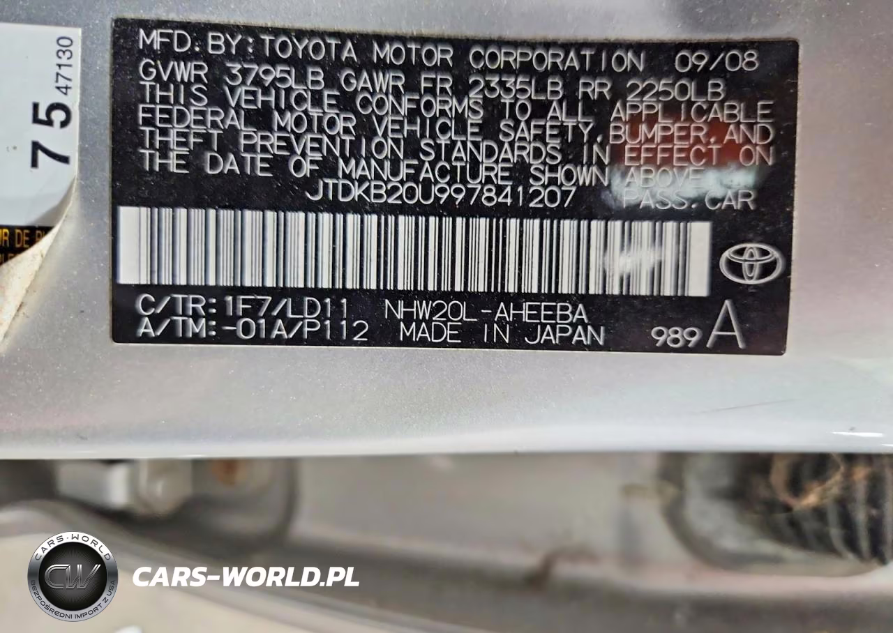 2009 Toyota Prius Base VIN:JTDKB20U997841207 - 12