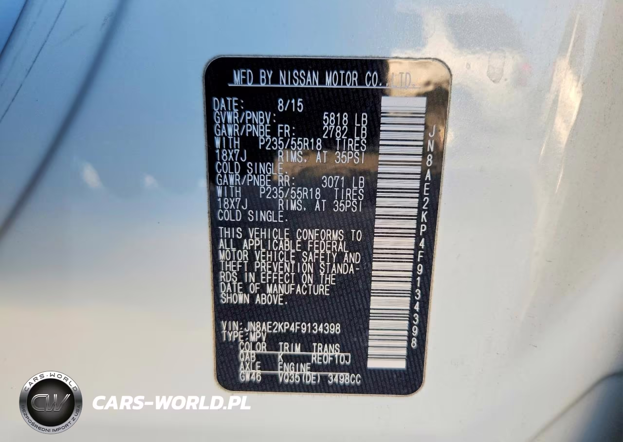 2015 Nissan Quest Sl VIN:JN8AE2KP4F9134398 - 14