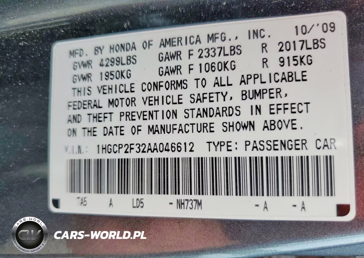 2010 Honda Accord Lx VIN:1HGCP2F32AA046612 - 12