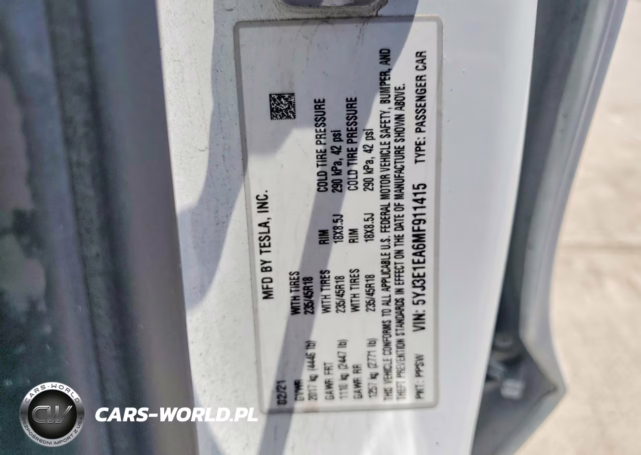 2021 Tesla Model 3 VIN:5YJ3E1EA6MF911415 - 12