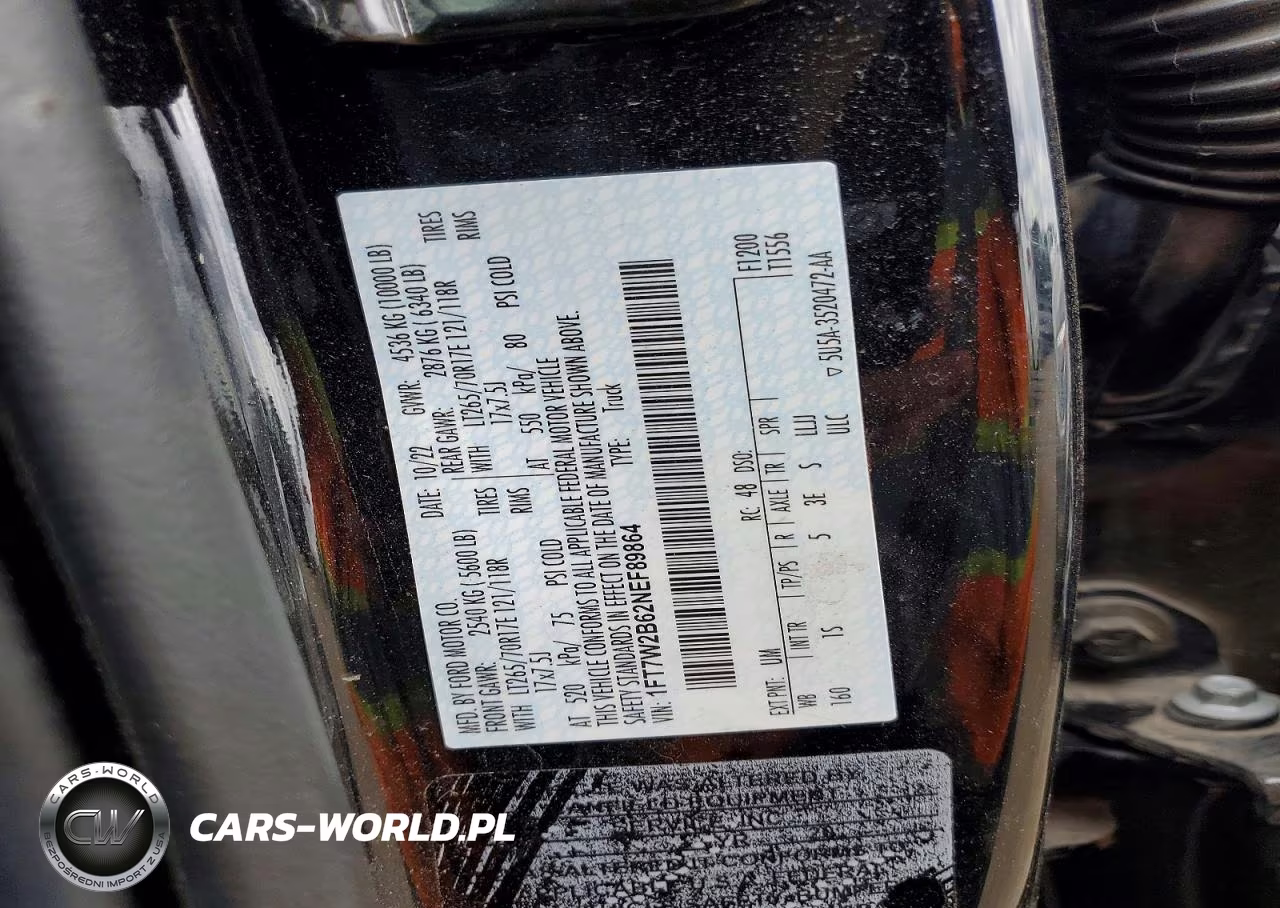 2022 Ford F250 Super Duty VIN:1FT7W2B62NEF89864 - 12