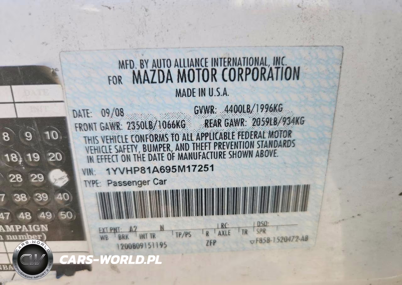 2009 Mazda Mazda6 VIN:1YVHP81A695M17251 - 12