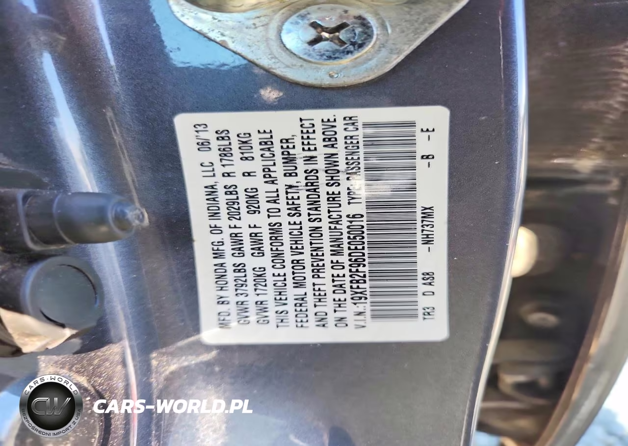 2013 Honda Civic Exl VIN:19XFB2F96DE050016 - 12