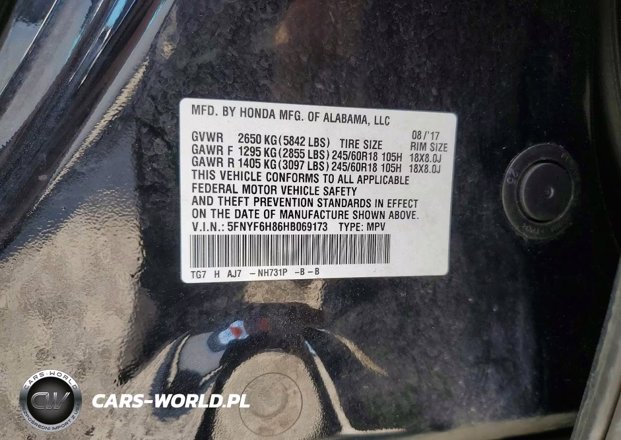 2017 Honda Pilot Exl VIN:5FNYF6H86HB069173 - 13