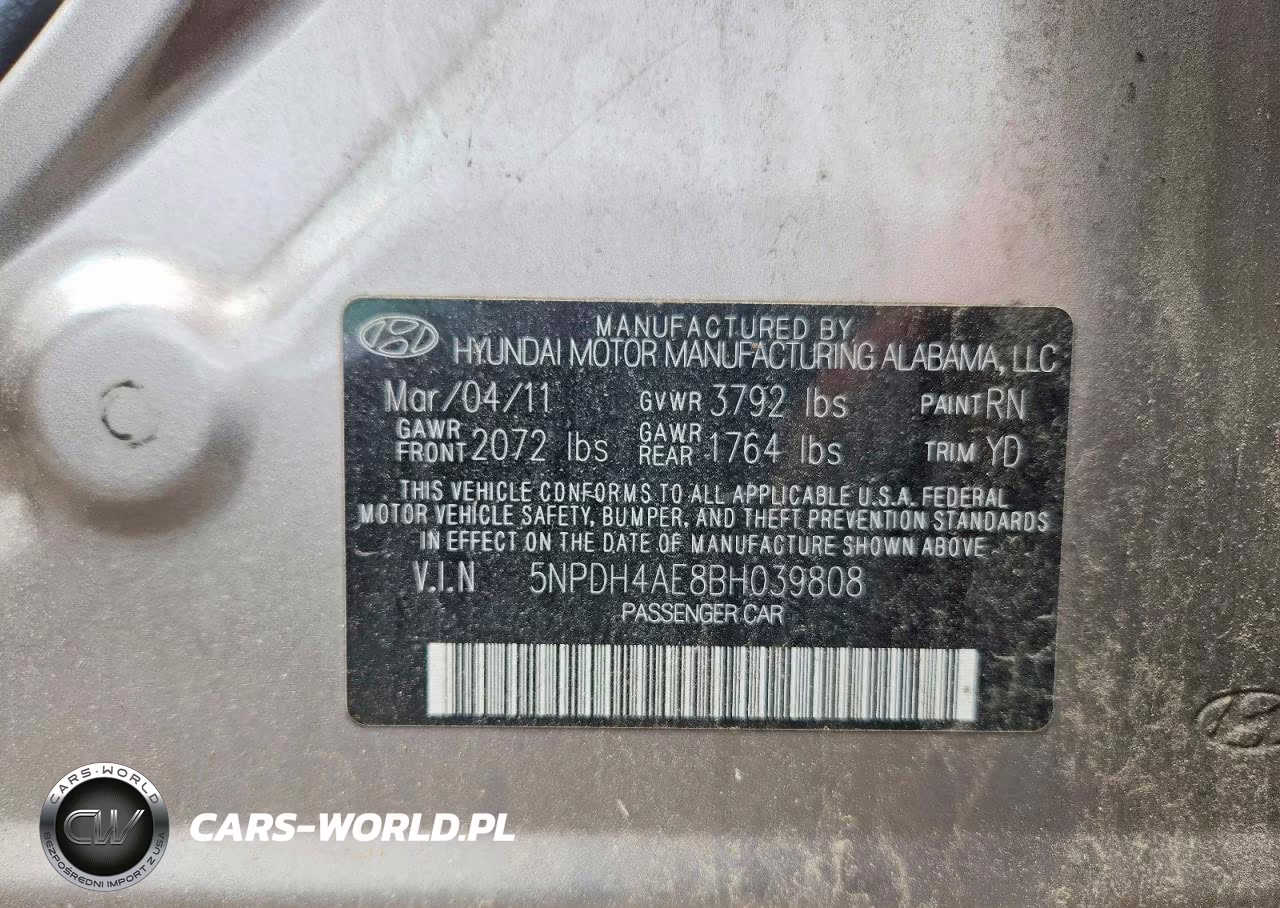 2011 Hyundai Elantra Gls VIN:5NPDH4AE8BH039808 - 12