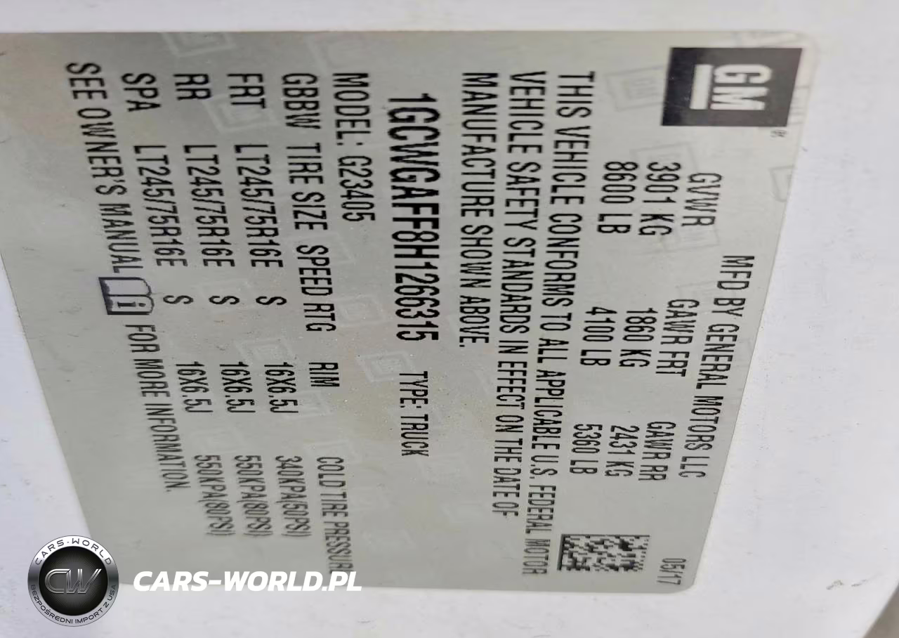 2017 Chevrolet Express G2500 VIN:1GCWGAFF8H1266315 - 13
