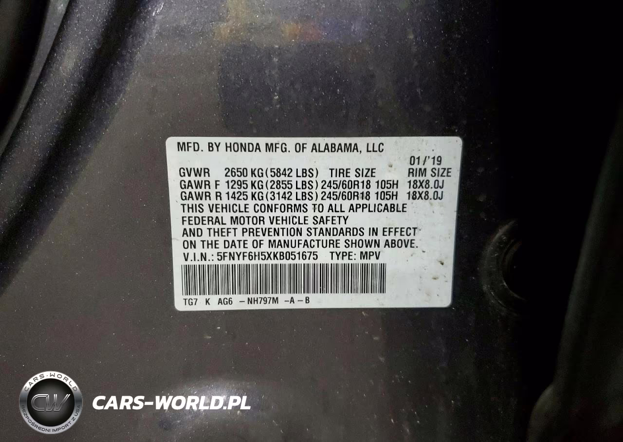 2019 Honda Pilot Exl VIN:5FNYF6H5XKB051675 - 13