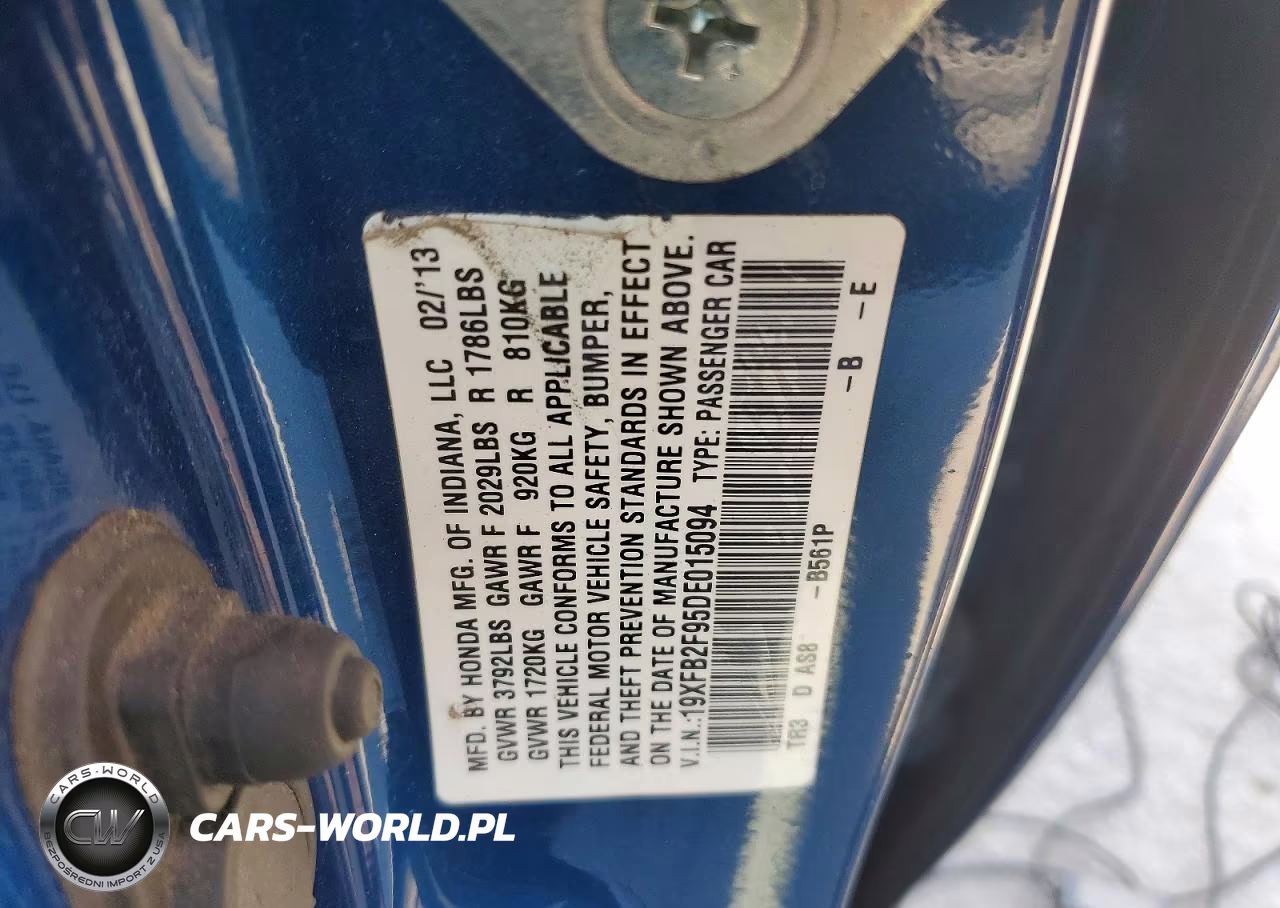 2013 Honda Civic Exl VIN:19XFB2F95DE015094 - 12