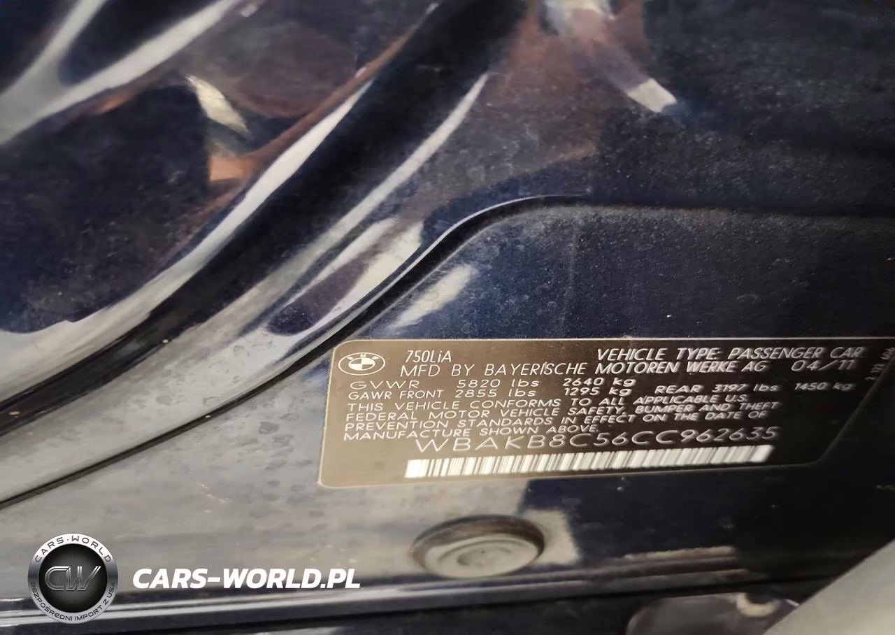 2012 BMW 750 Li VIN:WBAKB8C56CC962635 - 12