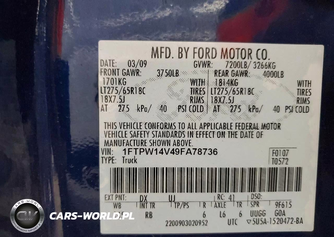 2009 Ford F150 Supercrew VIN:1FTPW14V49FA78736 - 12