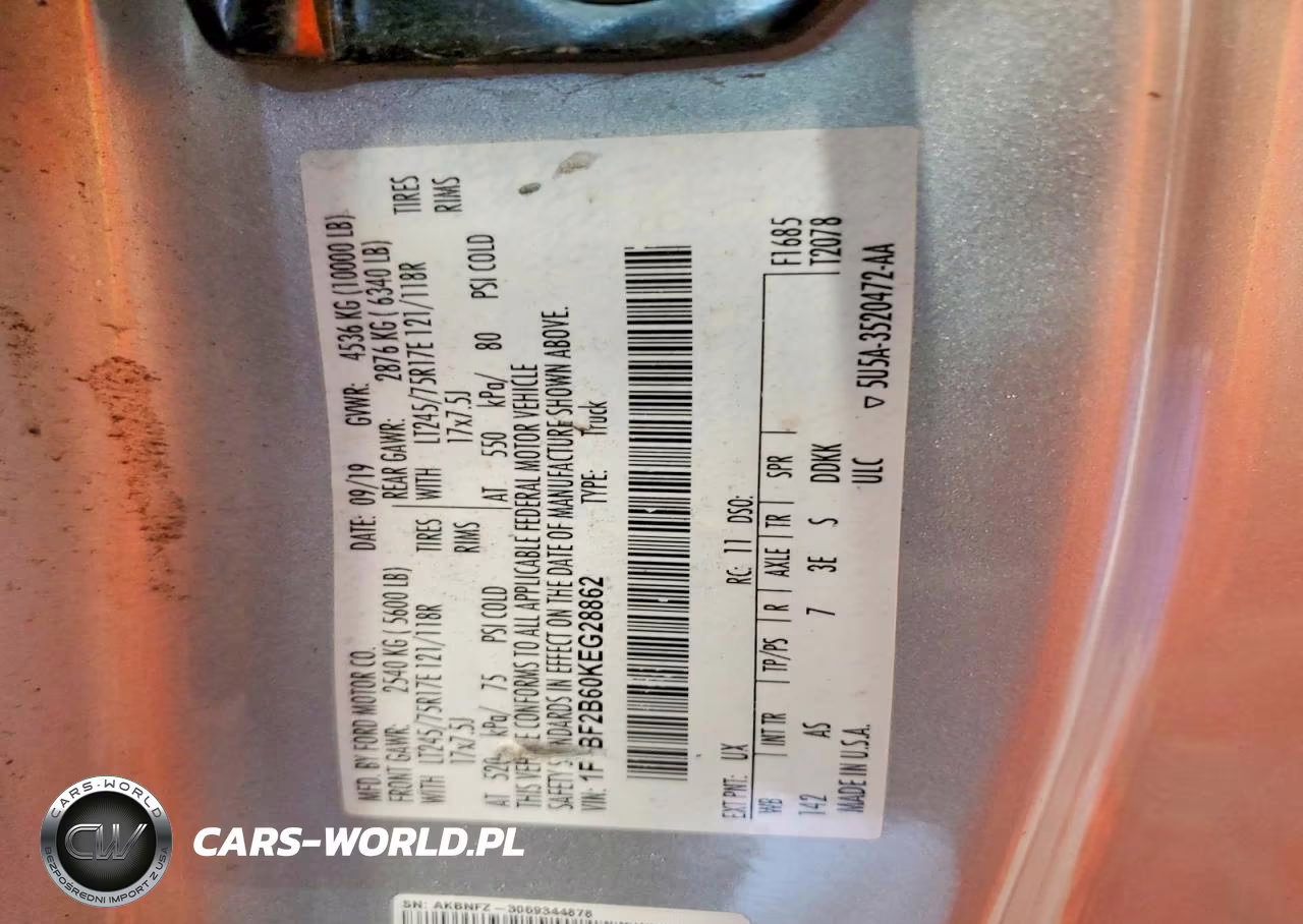 2019 Ford F250 Super Duty VIN:1FTBF2B60KEG28862 - 12