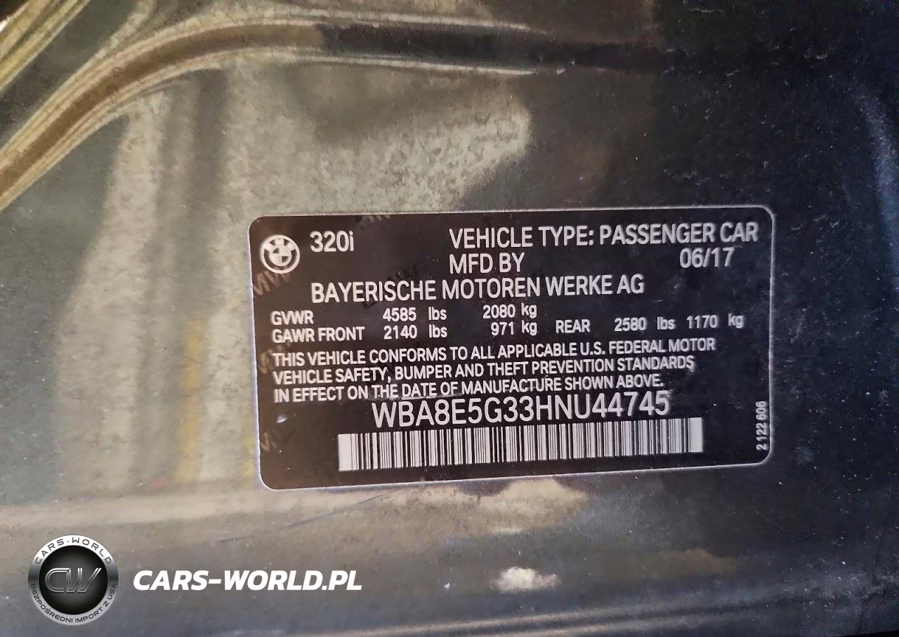 2017 BMW 320 Xi VIN:WBA8E5G33HNU44745 - 12