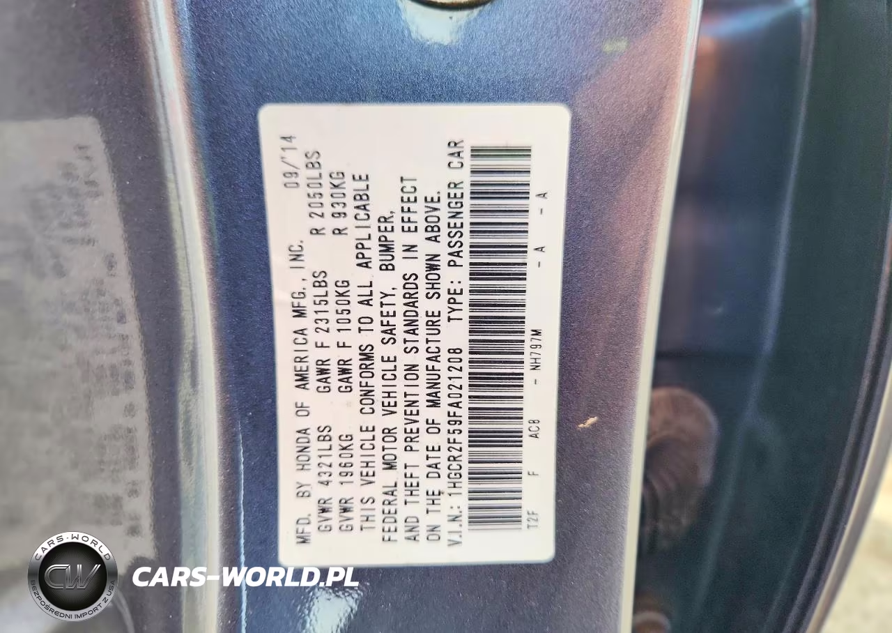 2015 Ineo Accord Sport VIN:1HGCR2F59FA021208 - 13