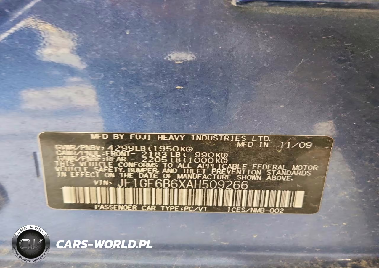 2010 Subaru Impreza 2.5I Premium VIN:JF1GE6B6XAH509266 - 13