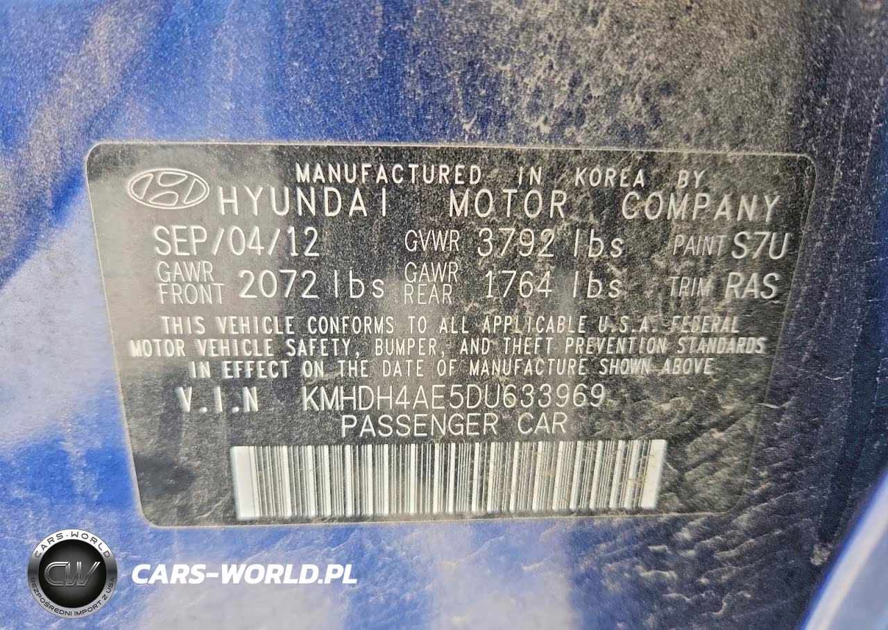 2013 Hyundai Elantra Limited VIN:KMHDH4AE5DU633969 - 12