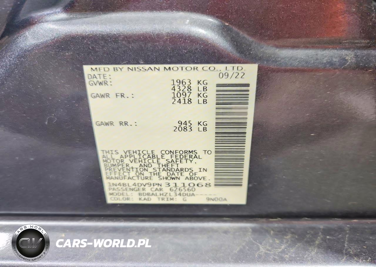 2023 Nissan Altima Sv VIN:1N4BL4DV9PN311068 - 12