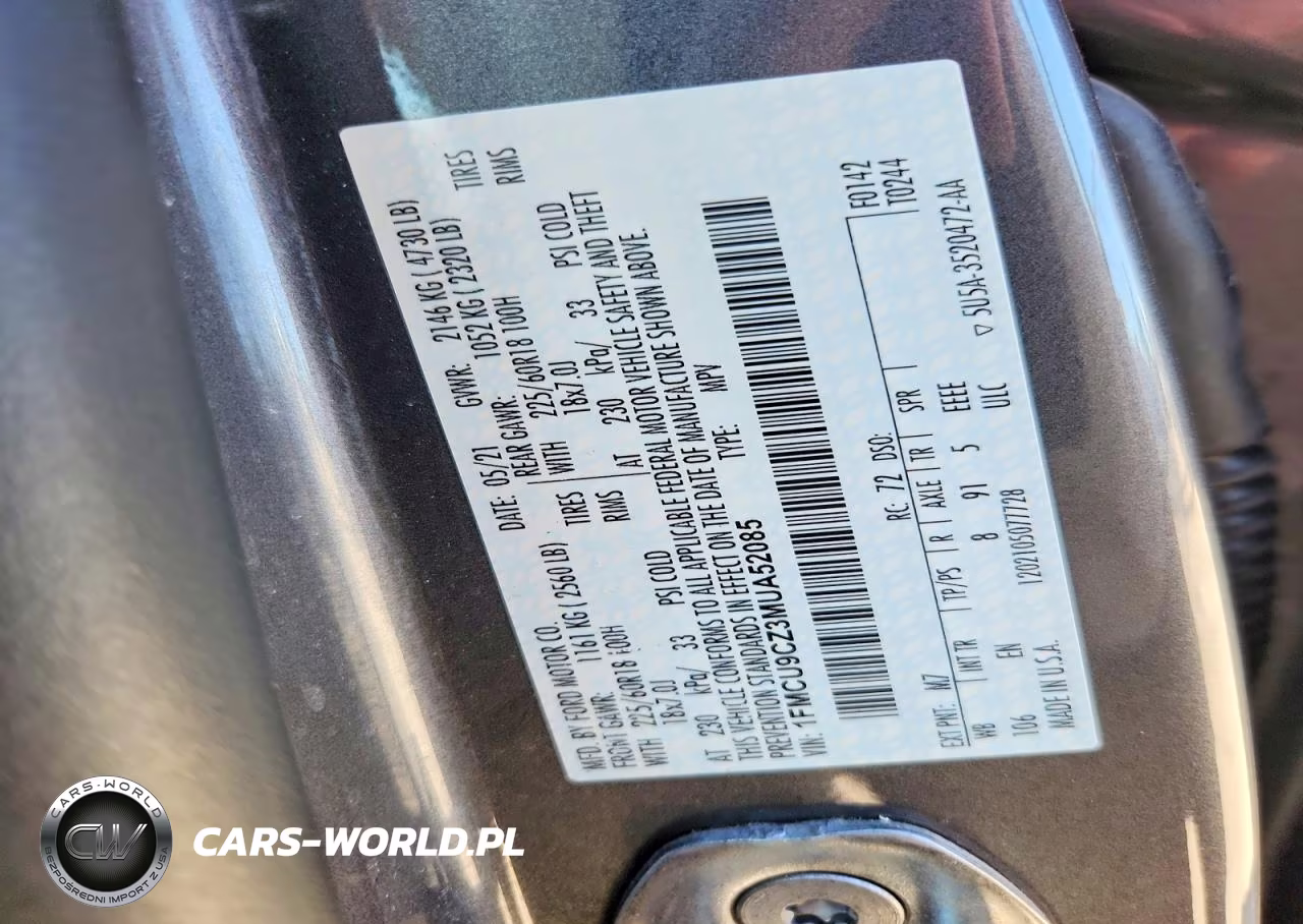 2021 Ford Escape Eco VIN:1FMCU9CZ3MUA52085 - 13