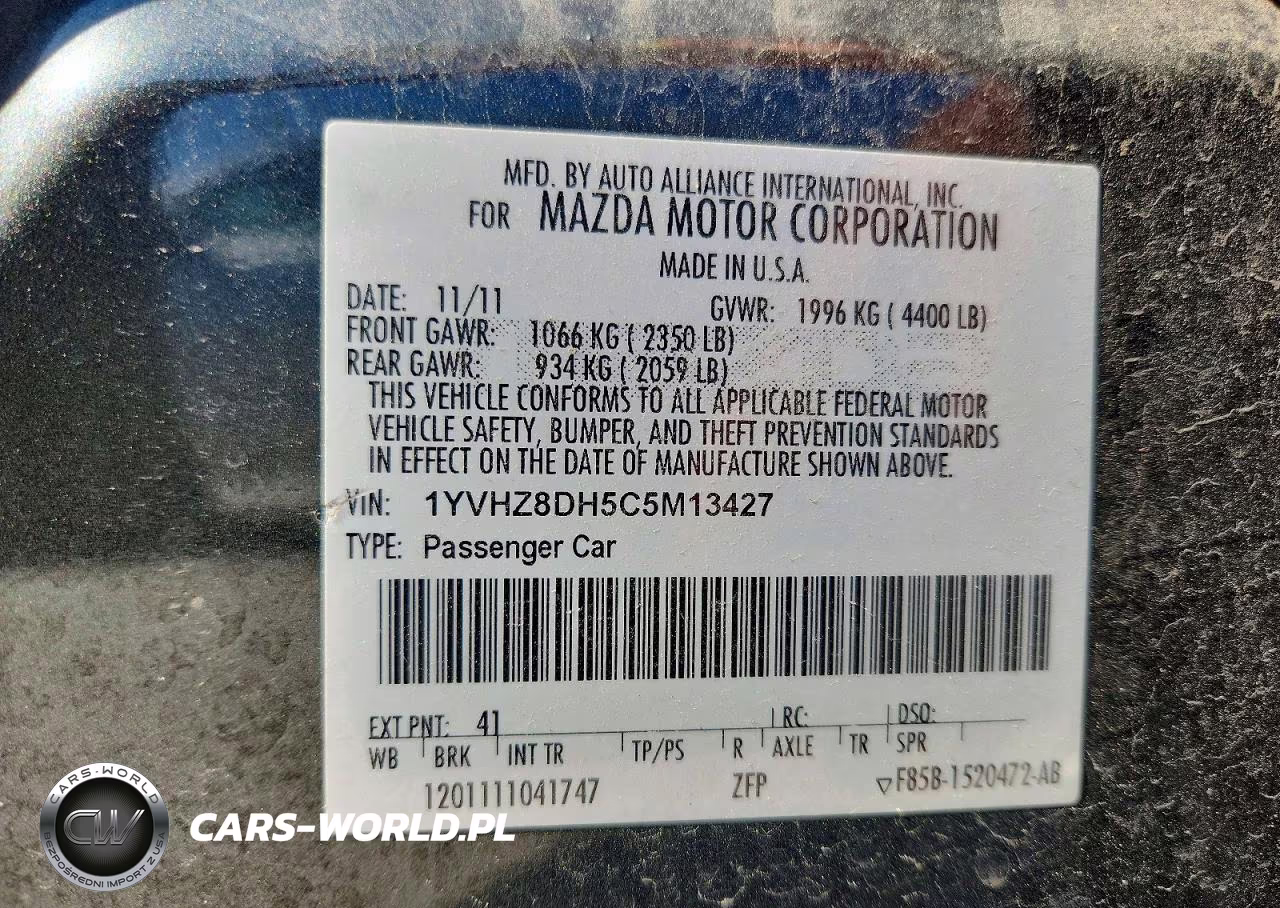 2012 Mazda 6 I VIN:1YVHZ8DH5C5M13427 - 12