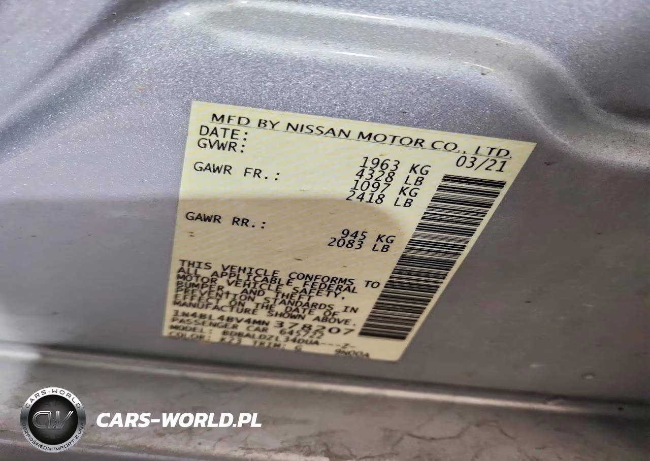 2021 Nissan Altima S VIN:1N4BL4BV4MN378207 - 12