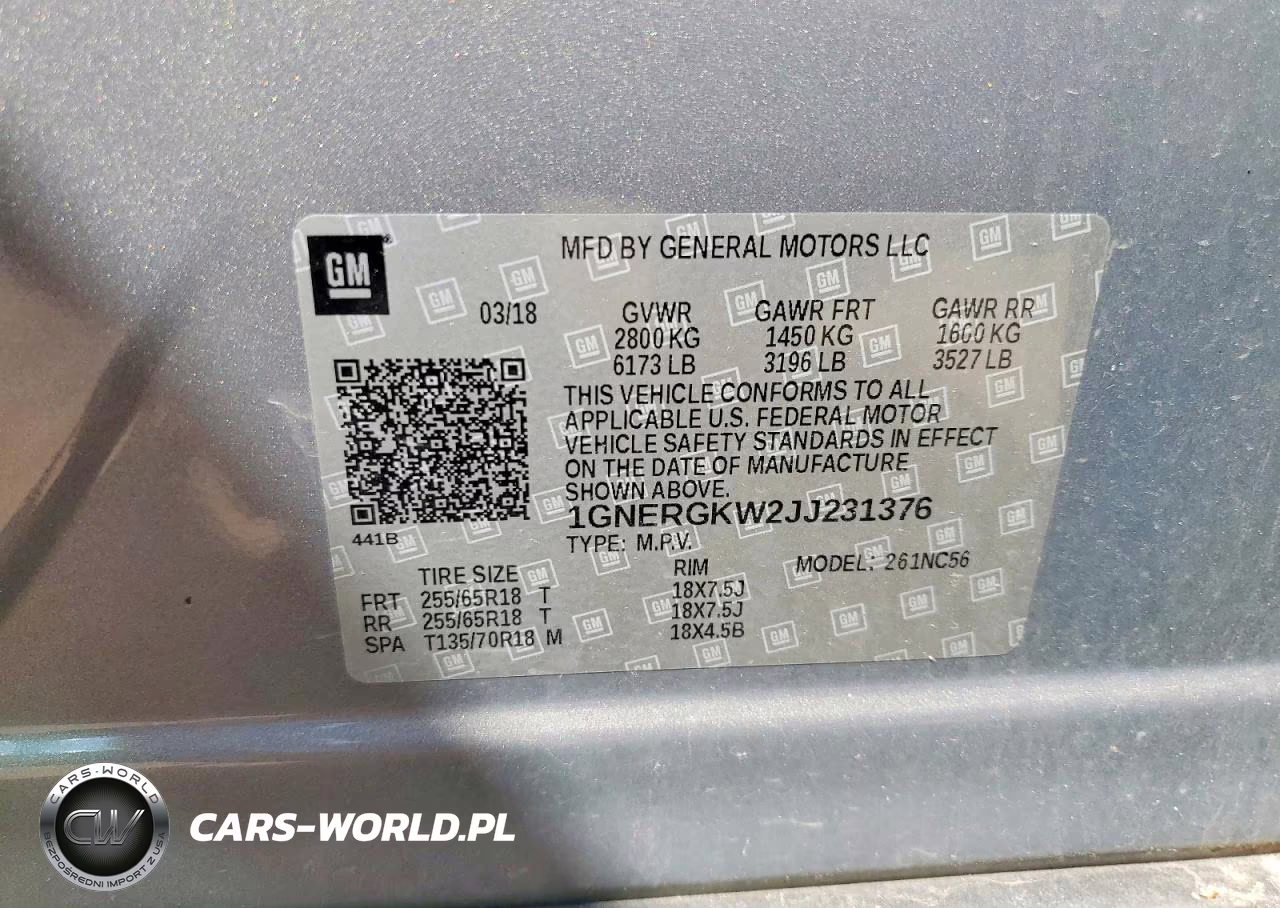 2018 Chevrolet Traverse Lt VIN:1GNERGKW2JJ231376 - 13