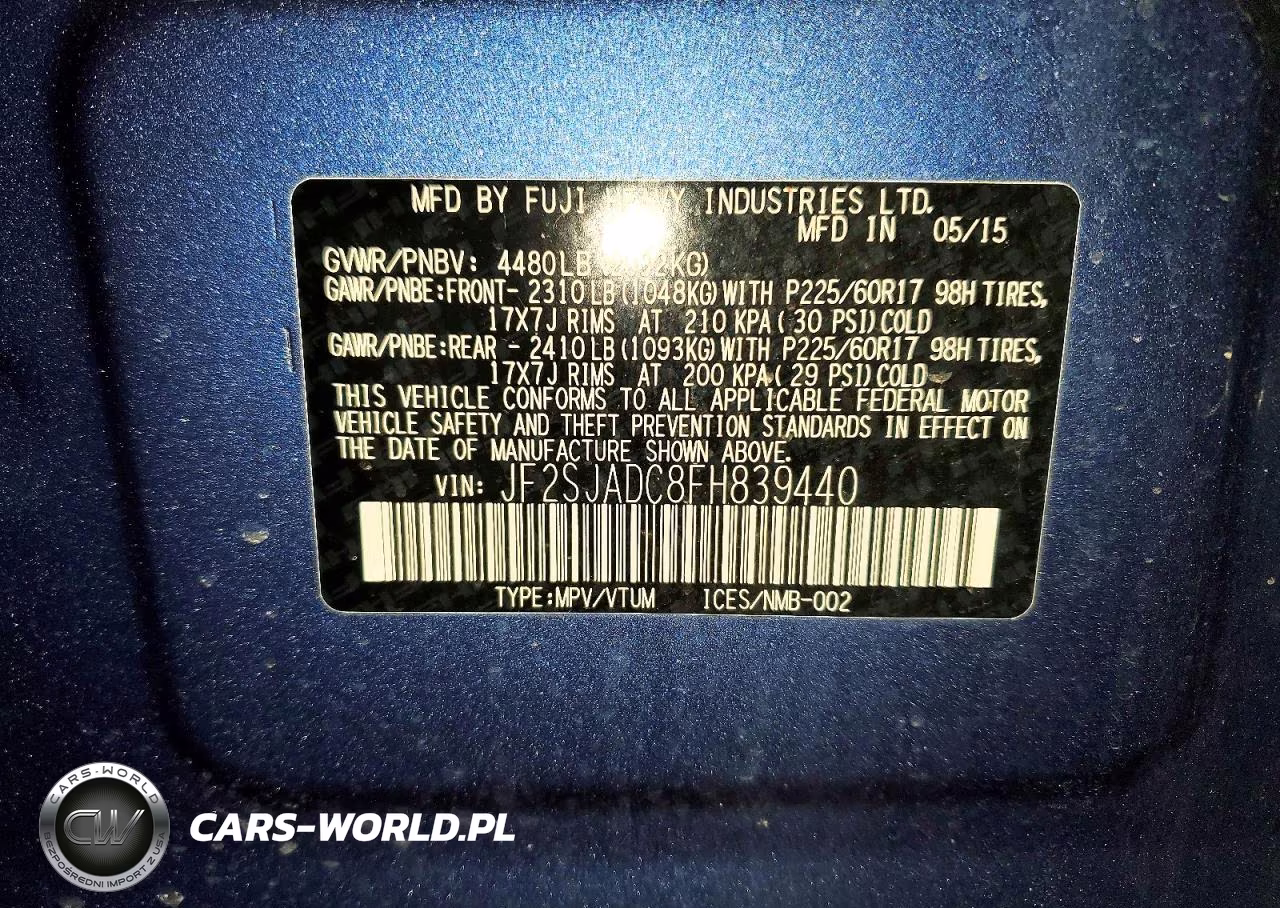 2015 Subaru Forester 2.5I Premium VIN:JF2SJADC8FH839440 - 14