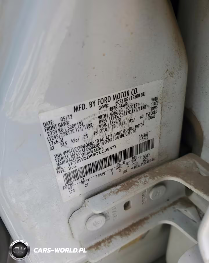2012 Ford F350 Super Duty VIN:1FT8W3D68CEC09477 - 13