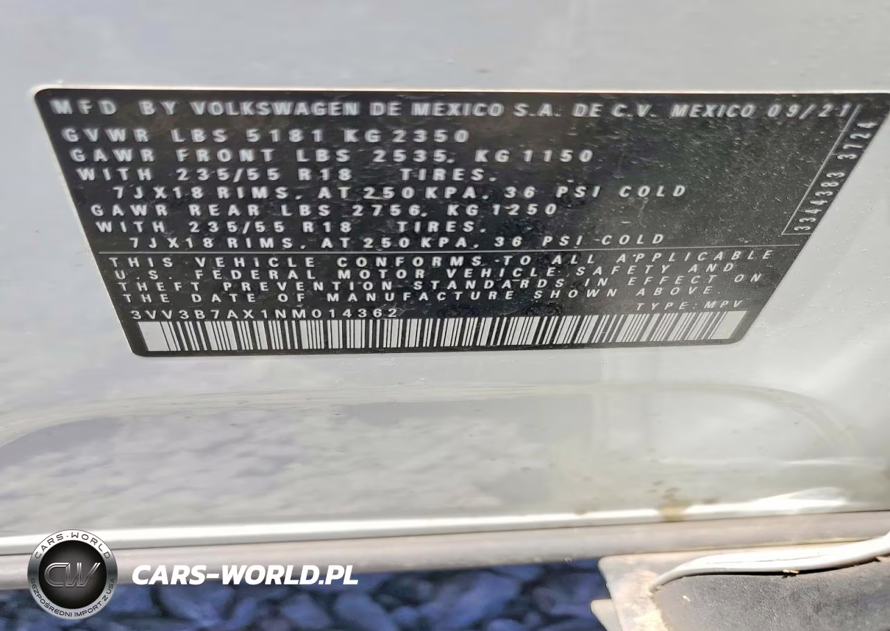 2022 Volkswagen Tiguan Se VIN:3VV3B7AX1NM014362 - 13