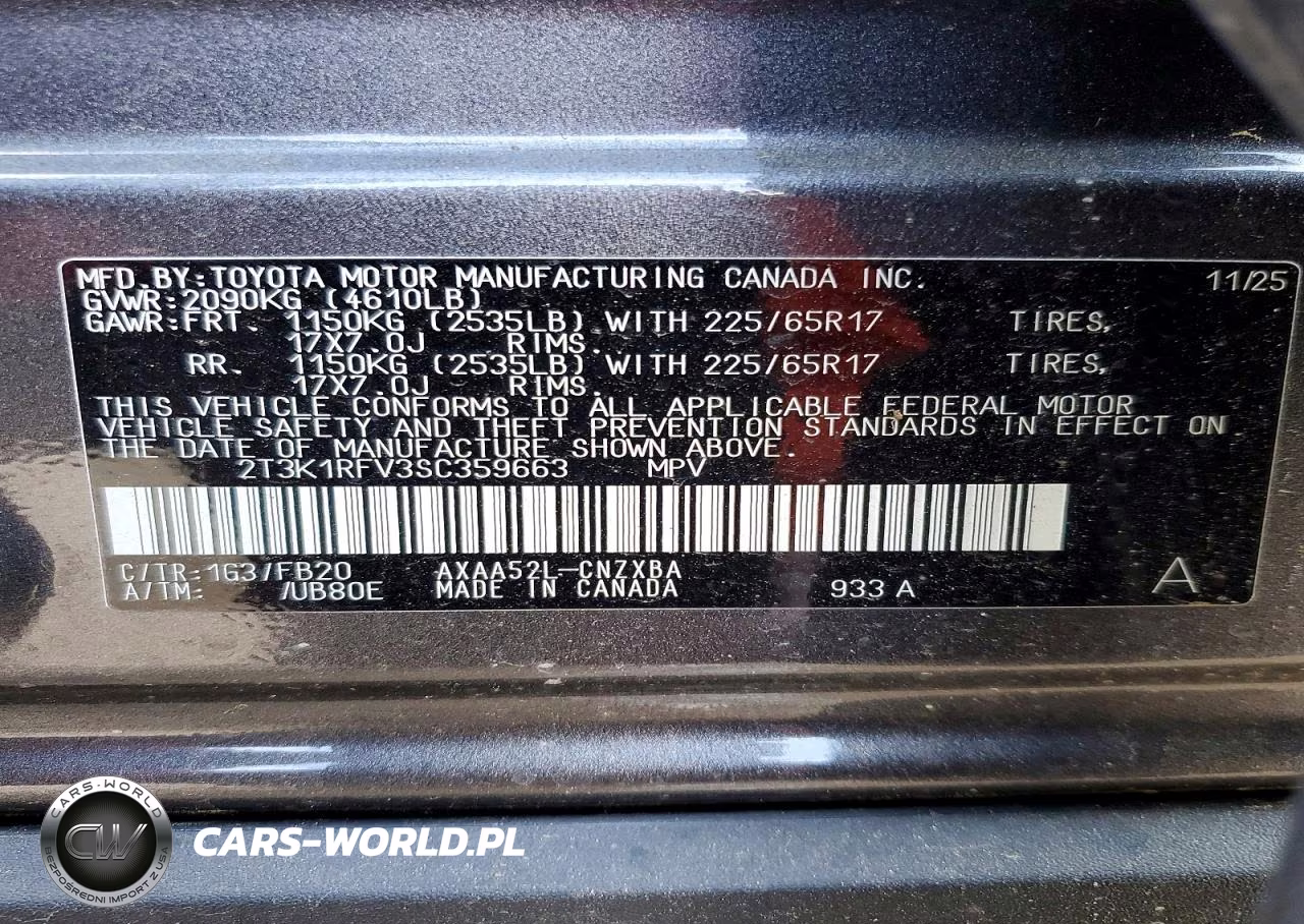 2025 Toyota Rav4 Le VIN:2T3K1RFV3SC359663 - 13