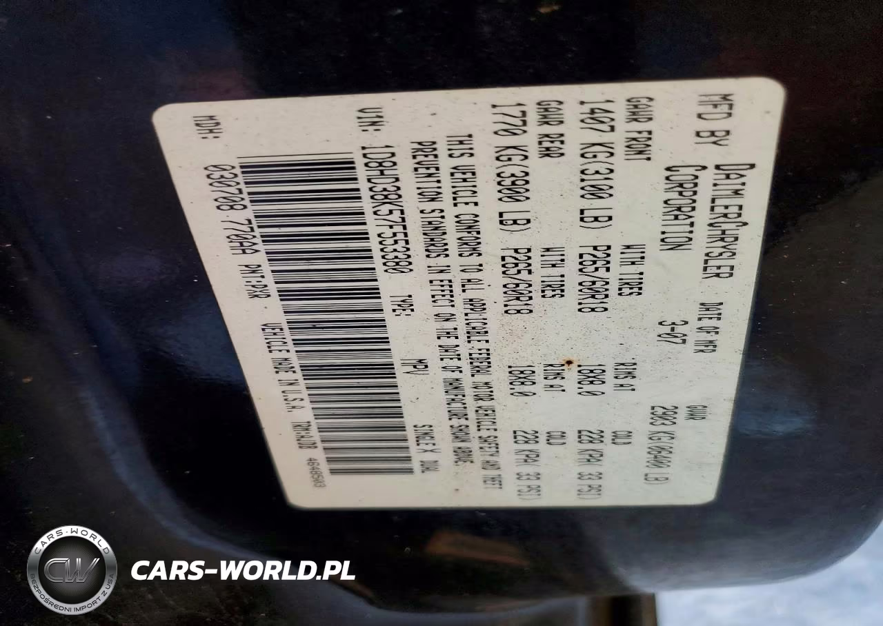 2007 Dodge Durango Sxt VIN:1D8HD38K57F553380 - 13