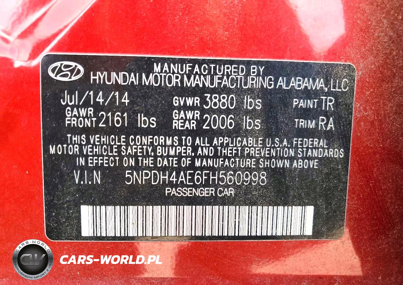 2015 Hyundai Elantra Se VIN:5NPDH4AE6FH560998 - 12