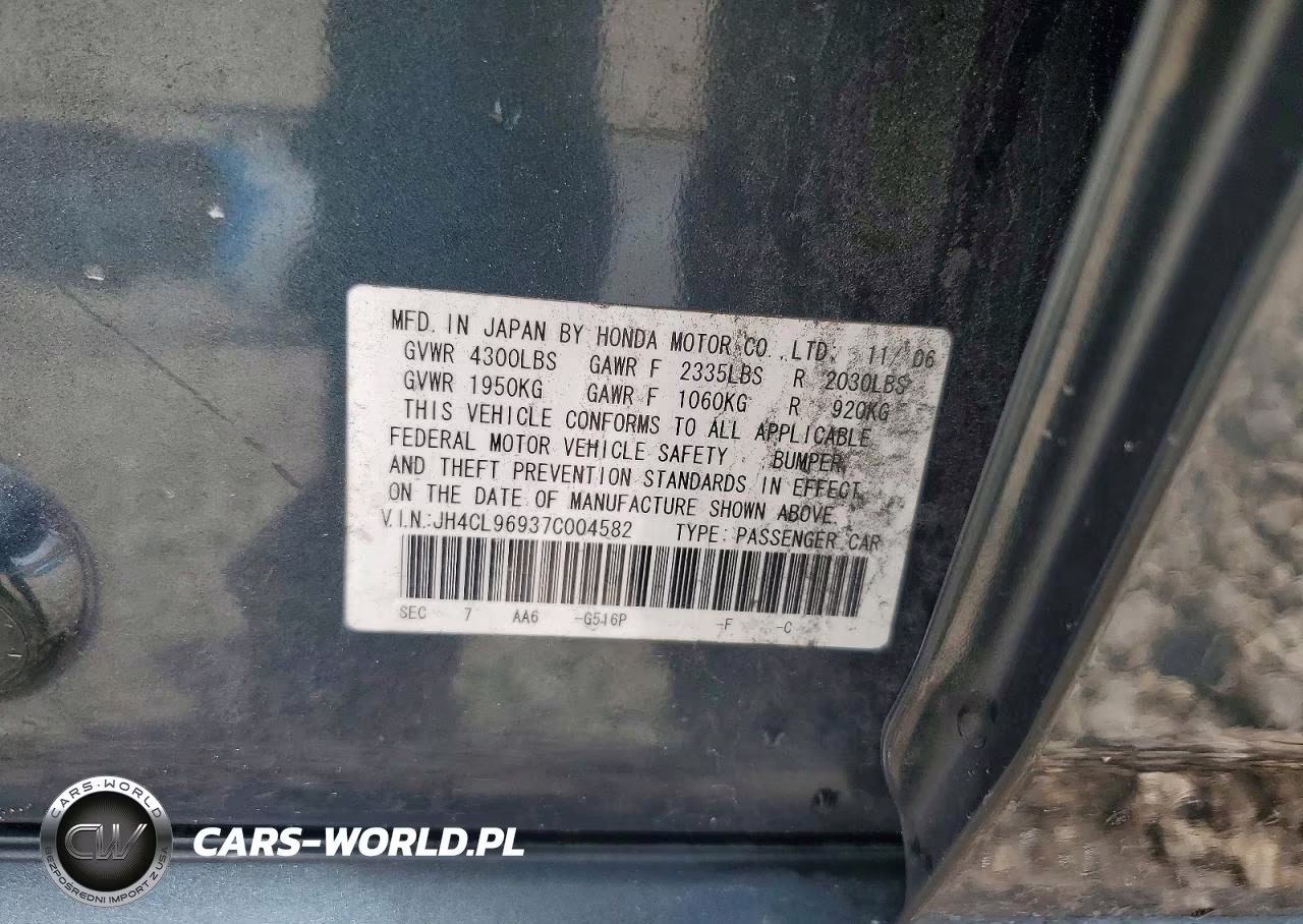 2007 Acura Tsx VIN:JH4CL96937C004582 - 12