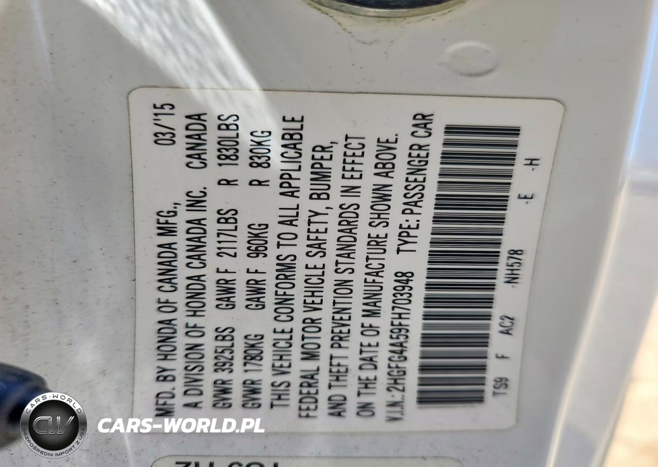 2015 Honda Civic Si VIN:2HGFG4A59FH703948 - 12