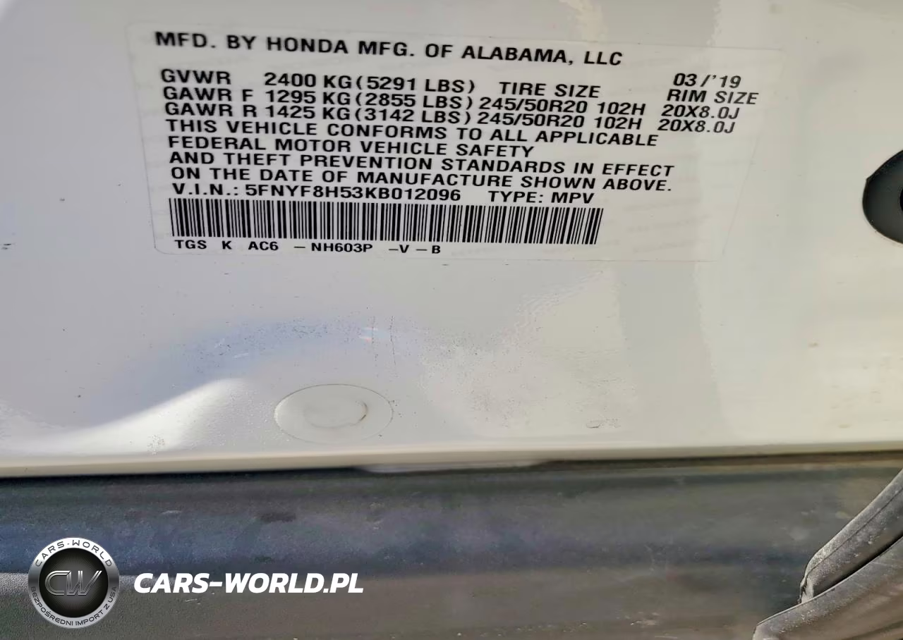 2019 Honda Passport Exl VIN:5FNYF8H53KB012096 - 13