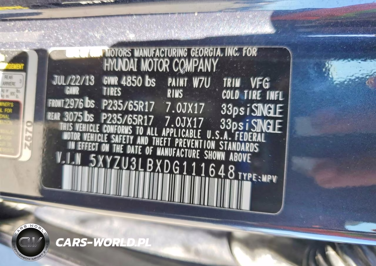 2013 Hyundai Santa Fe Sport 2.4L VIN:5XYZU3LBXDG111648 - 13