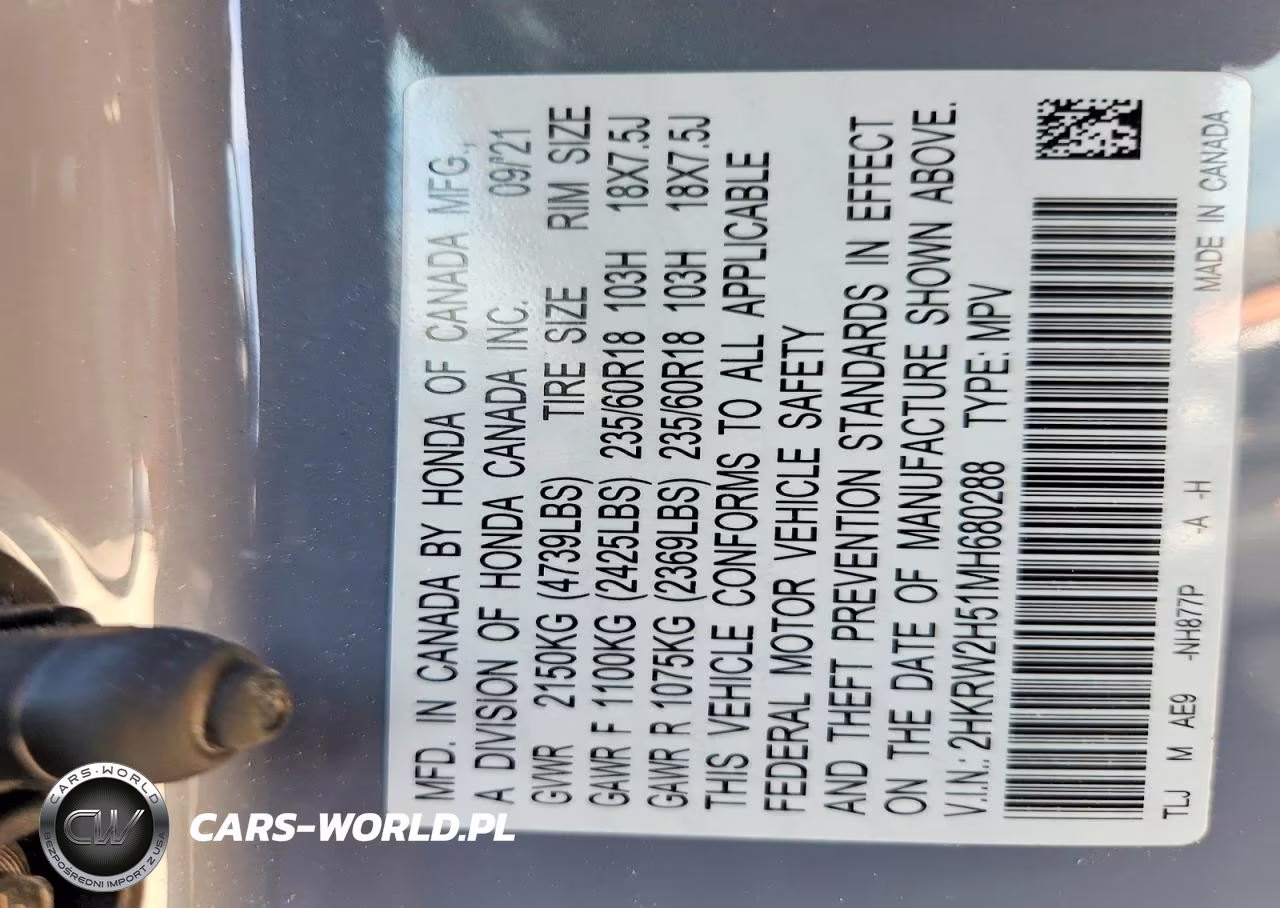 2021 Honda Cr-V Ex VIN:2HKRW2H51MH680288 - 14
