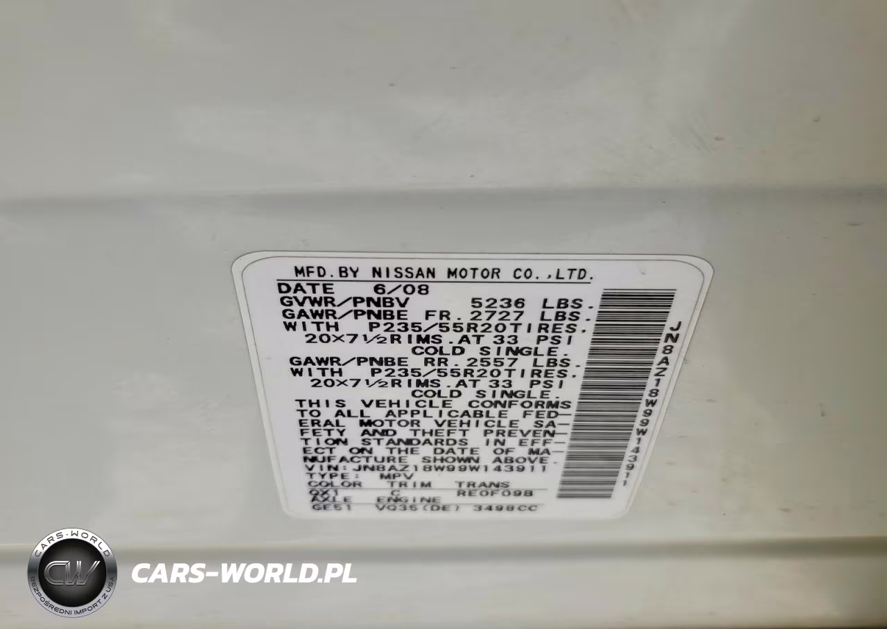 2009 Nissan Murano S VIN:JN8AZ18W99W143911 - 13