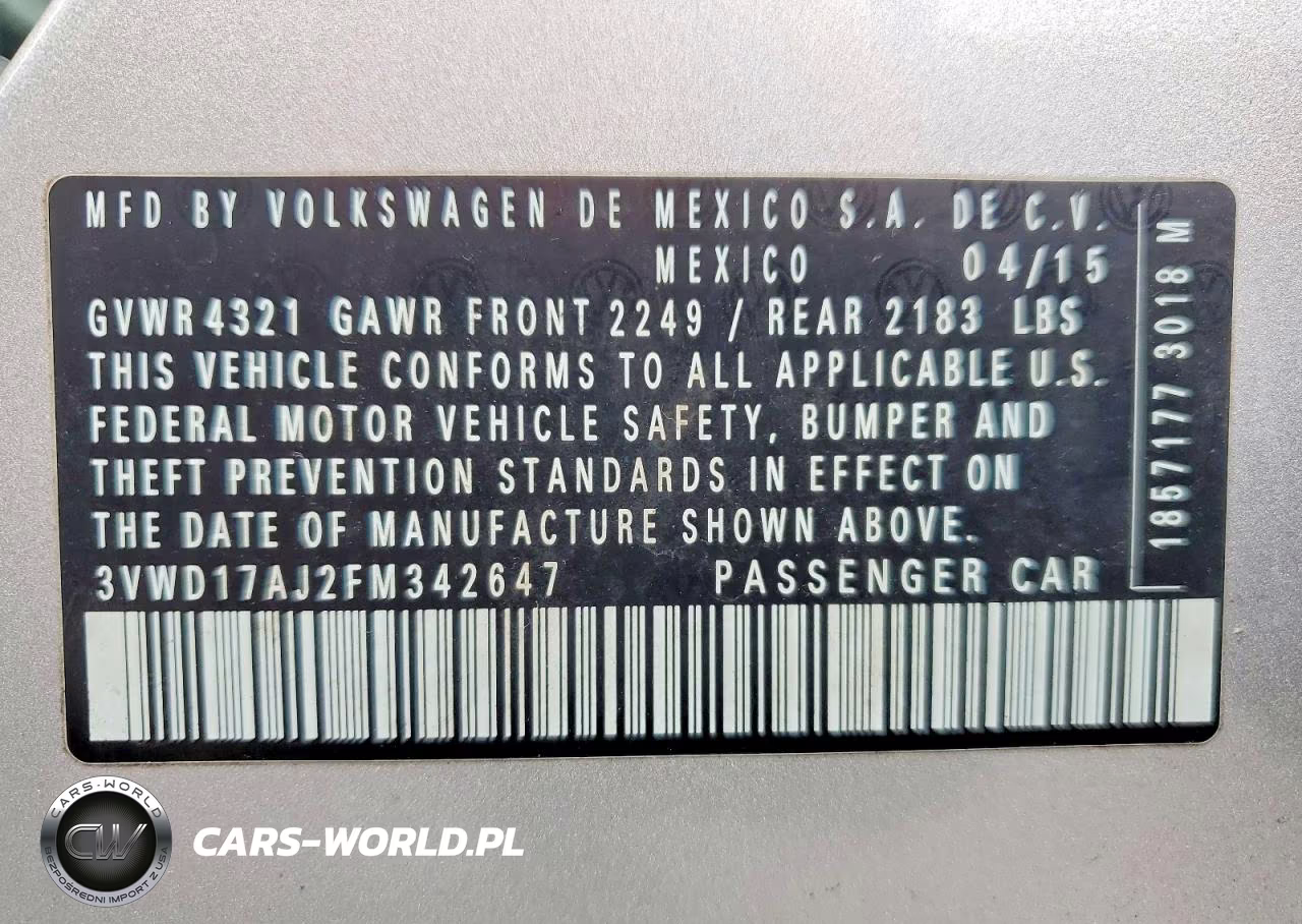 2015 Volkswagen Jetta Se VIN:3VWD17AJ2FM342647 - 12