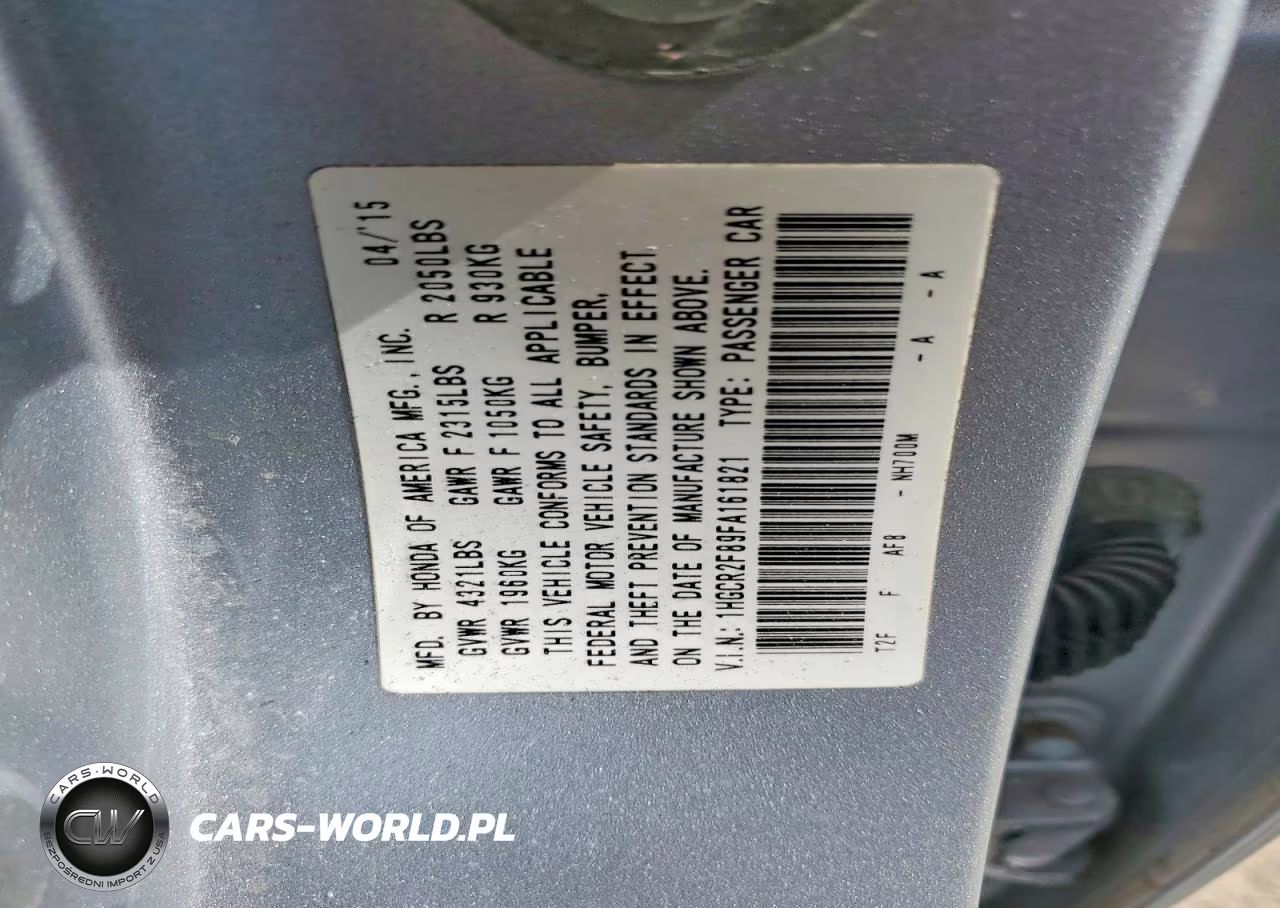 2015 Honda Accord Exl VIN:1HGCR2F89FA161821 - 13