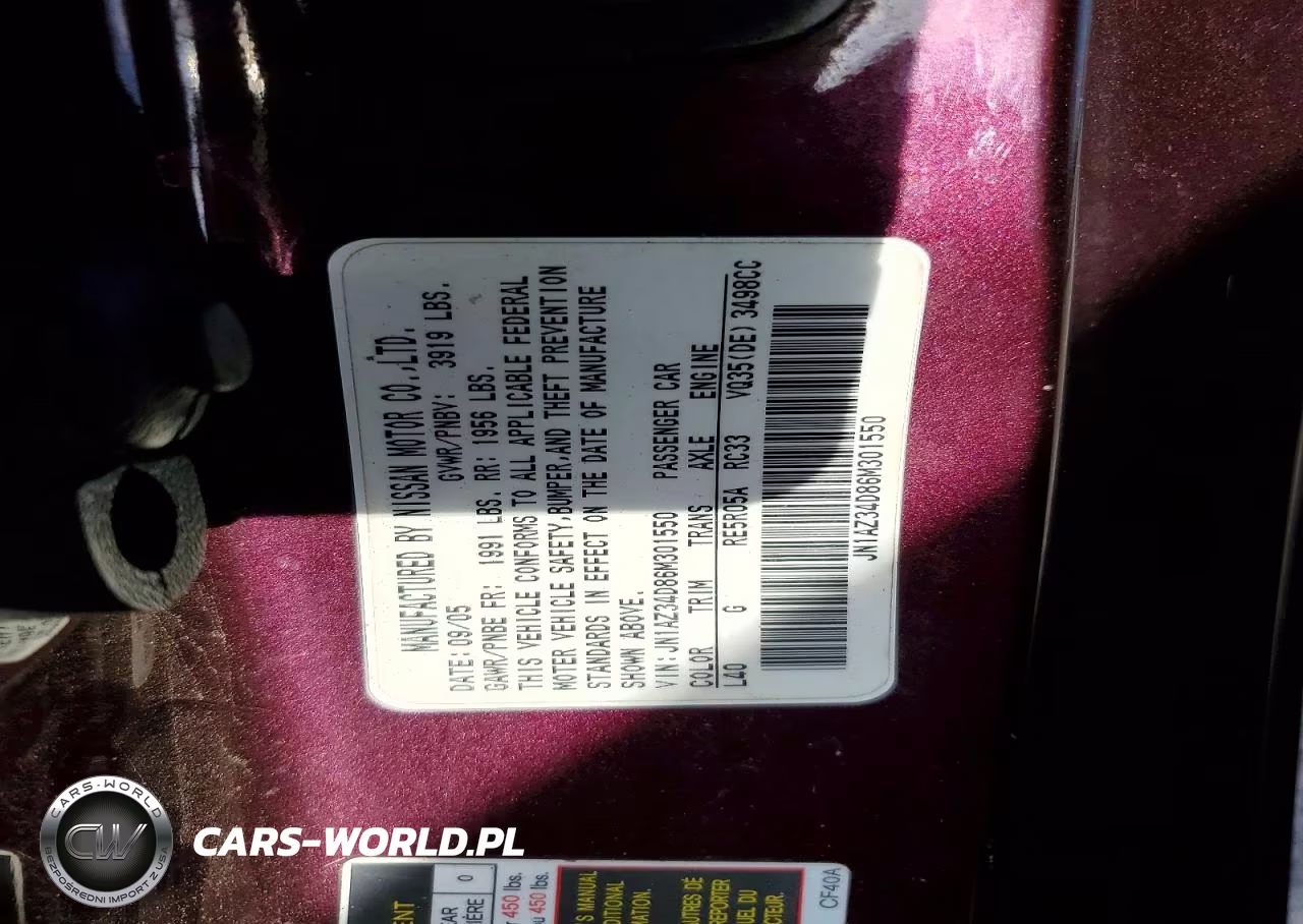2006 Nissan 350Z Coupe VIN:JN1AZ34D86M301550 - 12