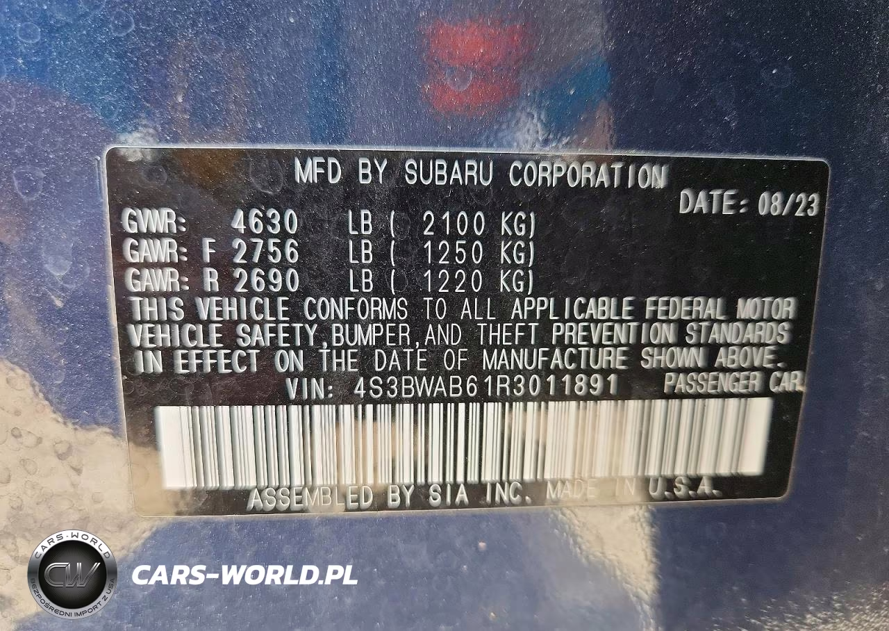 2024 Subaru Legacy VIN:4S3BWAB61R3011891 - 12