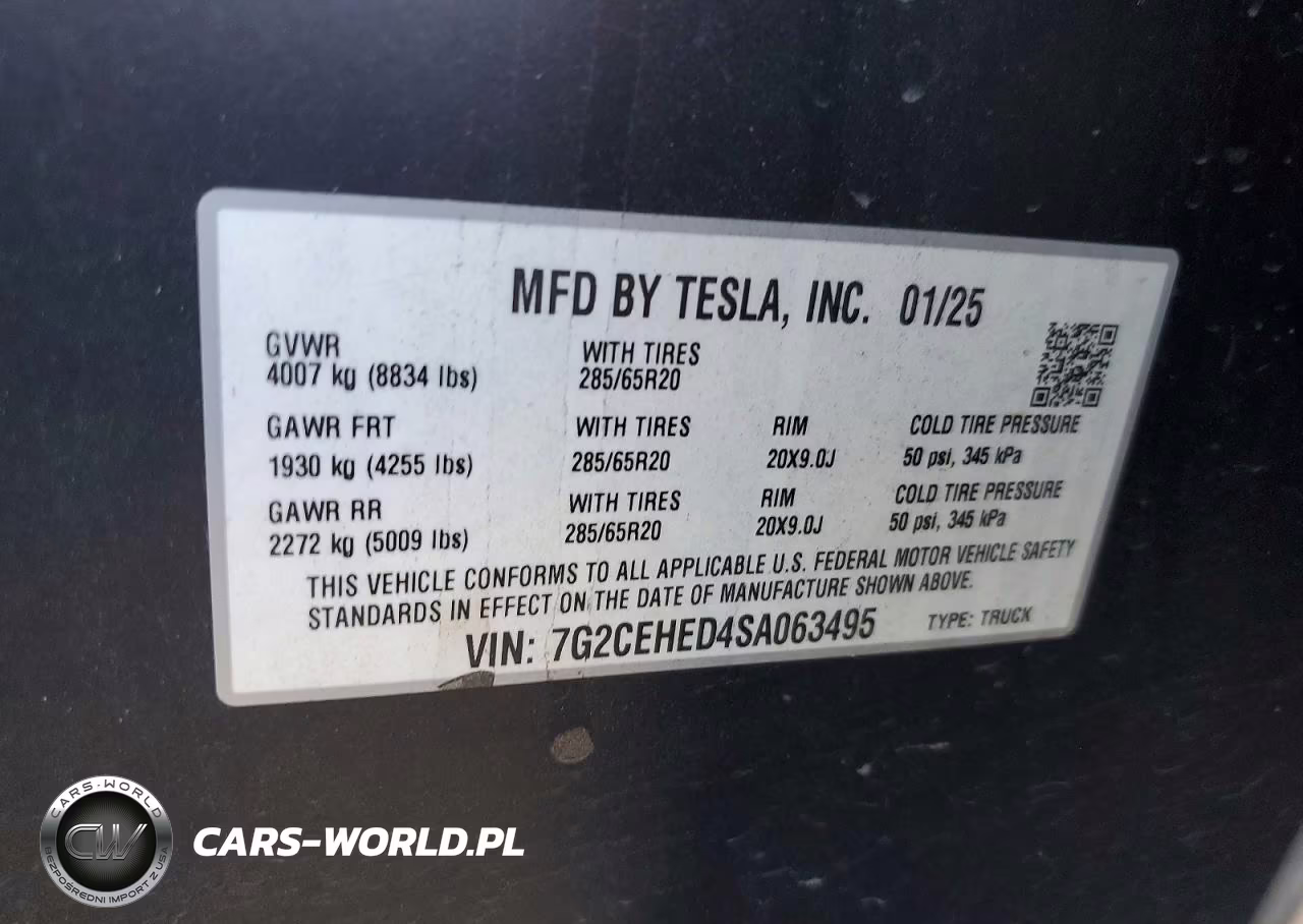 2025 Tesla Cybertruck VIN:7G2CEHED4SA063495 - 12